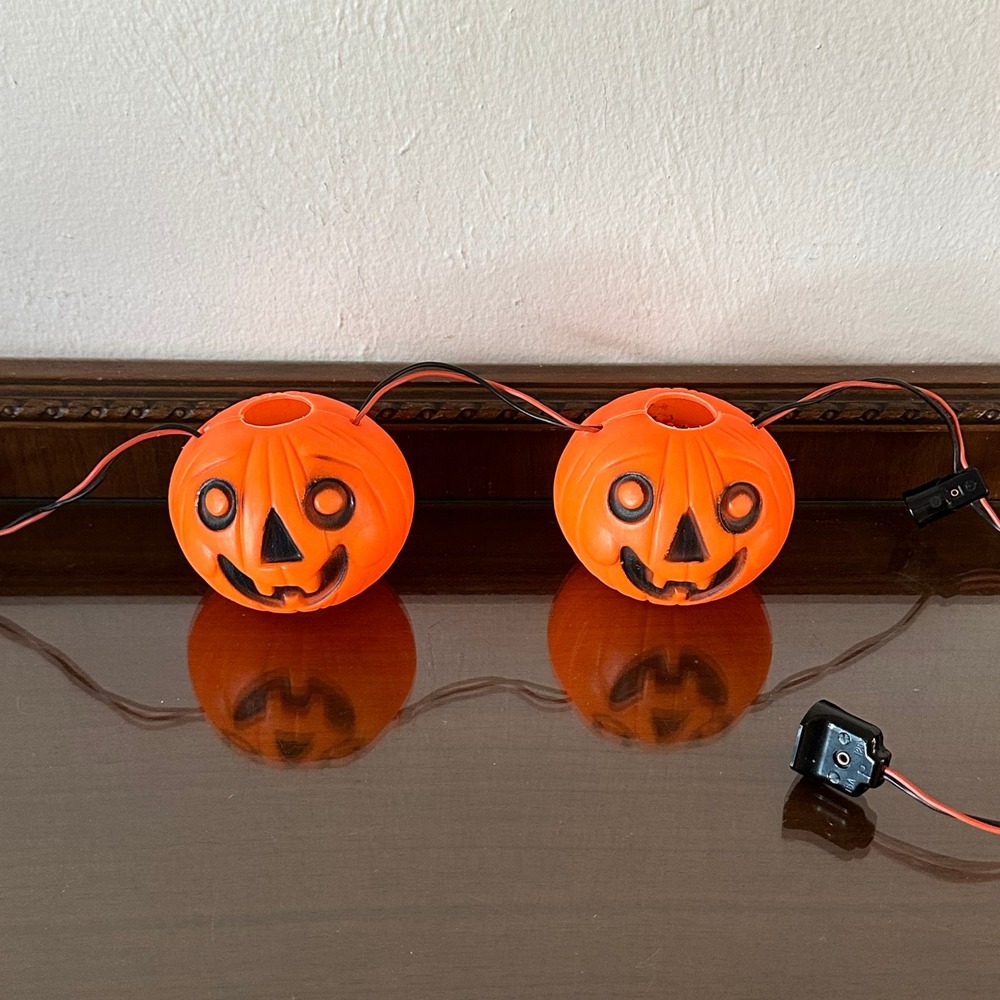 Vtg Peerless Halloween Blow Mold Pumpkin String Light Covers Jack-O-Lantern READ